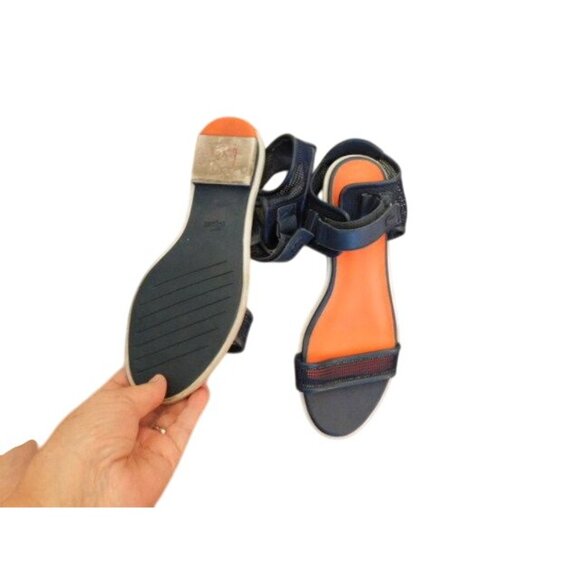 Lacoste Size 9 Navy Blue Leather Lonelle Mesh Strappy Designer Sandals - Picture 4 of 4